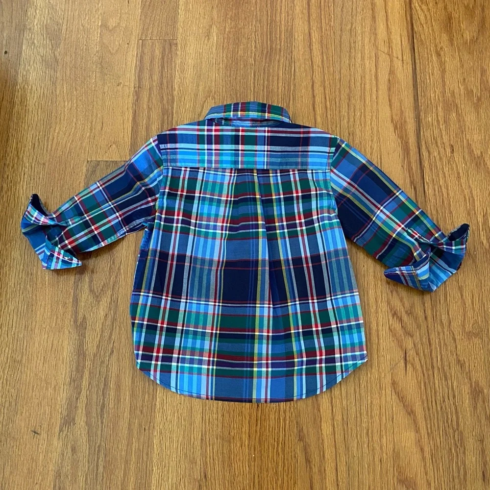 Ralph Lauren Kids Plaid Long Sleeve Shirt and chino Pants Set